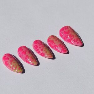 Pink and Green Leopard Print Press-On Nails